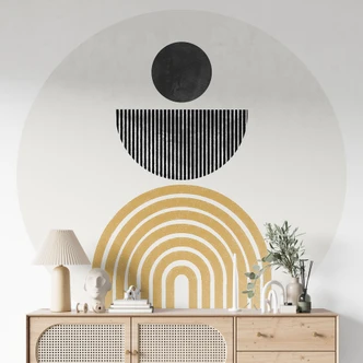 Papier peint photo rond Composition abstraite avec cercle et demi-arc - The Miuus Studio - papier peint intissé/papier peint intissé autocollant 