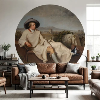 Fototapete Tischbein - Goethe in der römischen Campagna - Rund - Selbstklebend/Vlies 