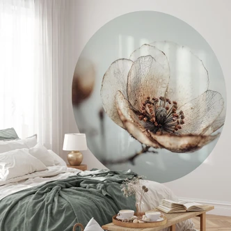 Bloemenbehang droog bloesem beige natuur poëzie - Treechild - rond - zelfklevend/niet-geweven 