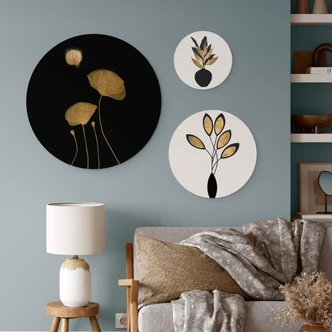 Wandcirkel Set Kubistika - Bloemen Collectie (3-delig) 