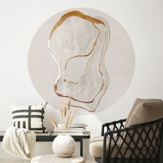 Adesivo murale astratto in oro e beige - Alma - Rotondo 