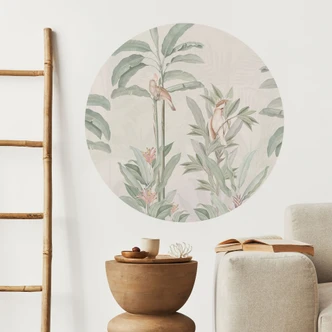 Wandtattoo Tropischer Wald mit Kakadus - Bloomery Decor - Rund 