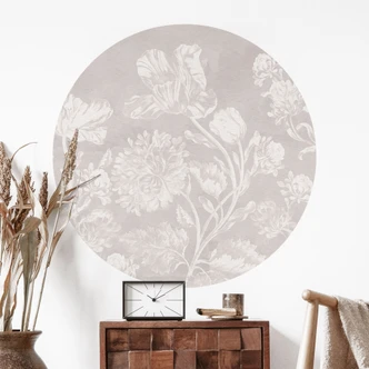 Blommig Wallsticker Wildflowers i kritlook Beige - Bloomery Decor - Rund Blommig Wallsticker Wildflowers i kritlook Beige - Bloomery Decor - Rund