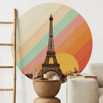 Adesivo murale Bodart - Torre Eiffel retrò con arcobaleno 