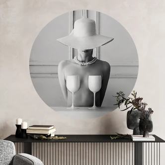 Wallsticker Kvinna med champagneglas - Bolgov - Rund 