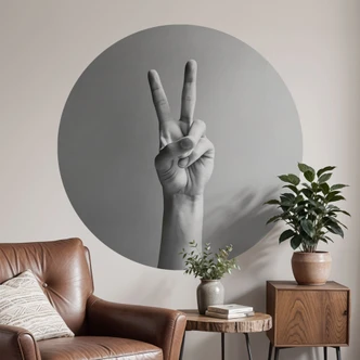 Sticker mural Victory Hand - Signe de paix et de victoire - Bühler - Rond 