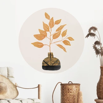 Naklejka na ścianę Złota gałąź z liśćmi - Cats & Dotz - Okrągła Naklejka na ścianę Złota gałąź z liśćmi - Cats & Dotz - Okrągła