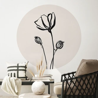 Naklejka na ścianę Line Art Poppy - Cats & Dotz - okrągła Naklejka na ścianę Line Art Poppy - Cats & Dotz - okrągła