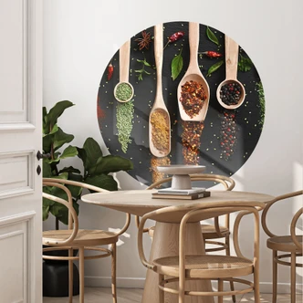 Sticker Mural Herbes et épices sur une cuillère en bois - Dingemans Sticker Mural Herbes et épices sur une cuillère en bois - Dingemans