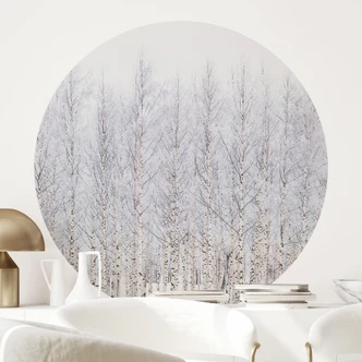 Wallsticker Björkskog på vintern - EMELIEmaria - Rund Wallsticker Björkskog på vintern - EMELIEmaria - Rund