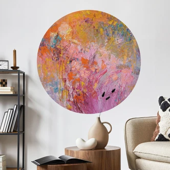 Vinilo decorativo Abstracto jardín de rosas de colores - Fagan - Redondo 