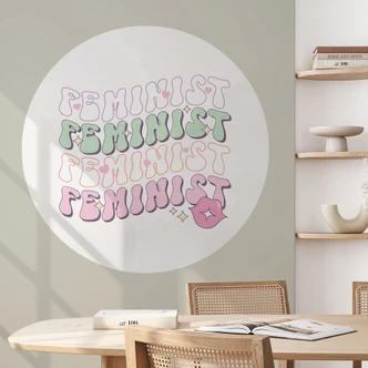 Feministyczna fototapeta pop art całujące się usta - okrągła 