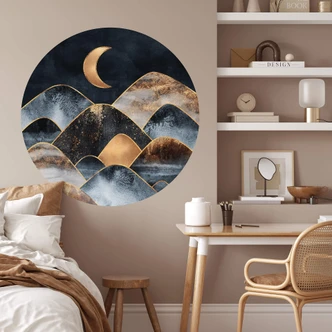 Fredriksson Wallsticker - Berg i det gyllene månskenet - Rund 