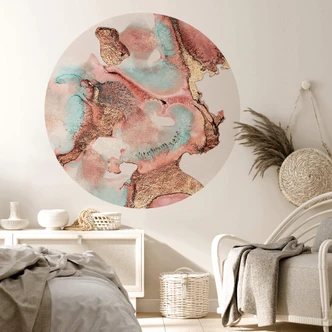 Adesivo murale Fredriksson - Inchiostro dorato con sfumature rosate - Rotondo 