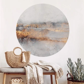 Adesivo murale di Fredriksson - Goldige Spur im Nebel - Tondo 