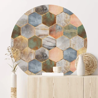 Adesivo murale Fredriksson - Marmo e madreperla - Rotondo 