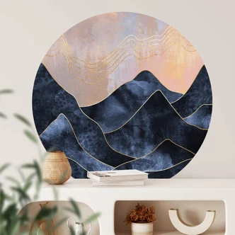 Adesivo murale Fredriksson - Catena montuosa marmorizzata - Rotondo 