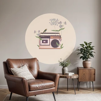 Wandtattoo Retro Radio floral - Frida Floral Studio - Rund 