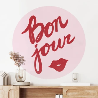 Muursticker Bonjour met kussende mond - Fritsch 