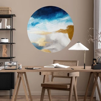 Sticker Mural Coup de pinceau bleu et or - Haniff 