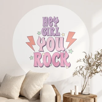 Muursticker Hey girl you rock - Rond 