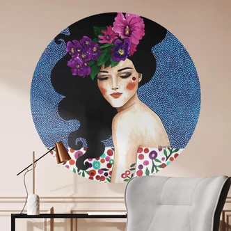 Wandtattoo Porträt - Flüsterndes Herz Rund - Hülya 