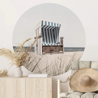 Wall sticker beach chair at the Baltic Sea - round 