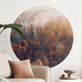 Vinilo decorativo bosque de otoño en la niebla - Ioricon - Redondo Vinilo decorativo bosque de otoño en la niebla - Ioricon - Redondo