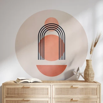 Wall Sticker  Abstrakt geometri i ferskenfarver - Kubistika 