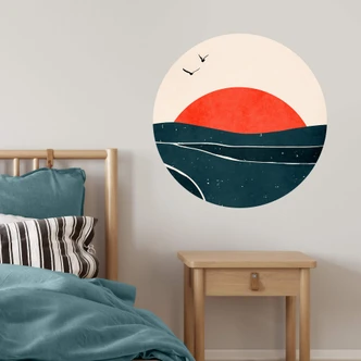 Adesivo murale Kubistika - Sunset and Birds 