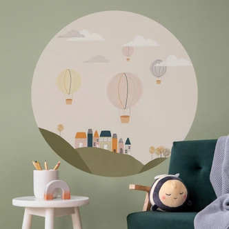 Wall sticker Colorful hot air balloons in the sky - Menina Lisboa - Round 