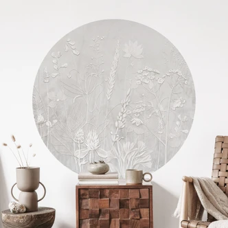 Muursticker planten in wit in een modern ontwerp - Ms Tiff - Rond 