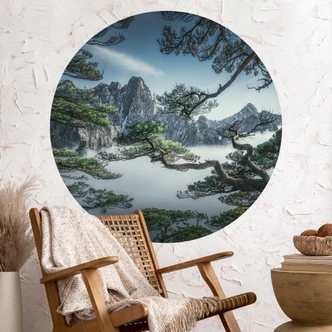 Wallsticker Fyrreskov i Huang Shan-bjergene - NingYun Ye - Rund 