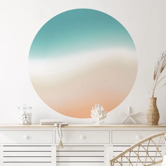 Vinilo decorativo Ombre - Olas en la playa - Redondo Vinilo decorativo Ombre - Olas en la playa - Redondo