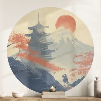 Adesivo murale Alba sulla pagoda - Roze - Rotondo 