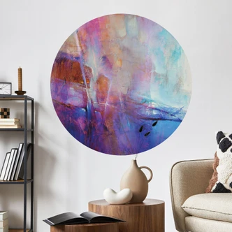 Wandtattoo Abstrakte Küstenlinie in Violett - Schmucker - Rund 