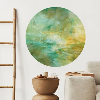 Sticker mural Horizon abstrait en vert citron - Schmucker - Rond 