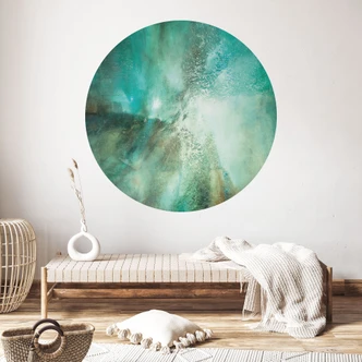 Sticker mural turquoise abstrait dans la lumière et la structure - Schmucker - Rond 