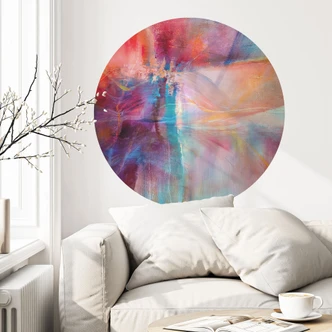 Sticker mural Douce brume de couleur en mouvement - Schmucker - Rond 