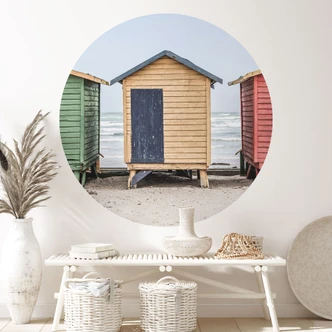 Wall sticker coastal charm - Colorful huts by the sea - Shot by Clint - Round 