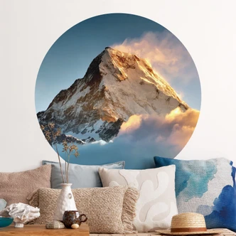 Vinilo decorativo Amanecer sobre la montaña nevada - Annapurna Himal - Redondo 