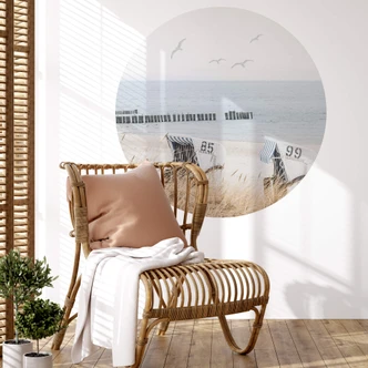 Wandtattoo Strand mit Meerblick - Rund 