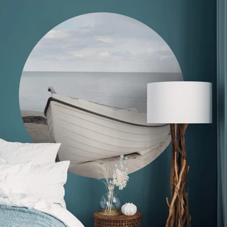 Båt på stranden Wallsticker - Rund 