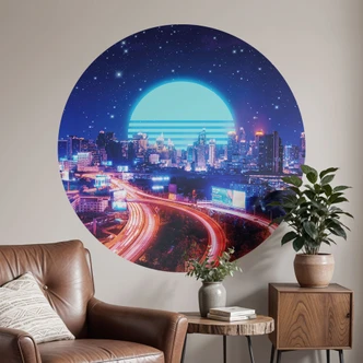 Cyber City Bangkok Wallsticker - Takkar - Rund 