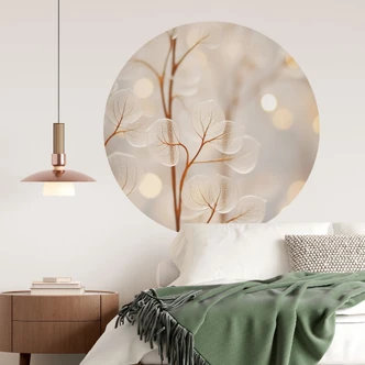 Wandtattoo Filigrane Blätter Beige - Treechild - Rund 