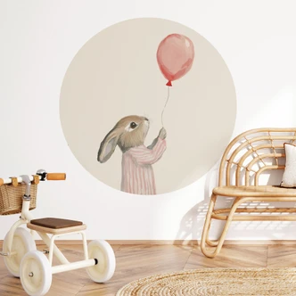 Adesivo murale Coniglietto carino con palloncino - Treechild - Rotondo 