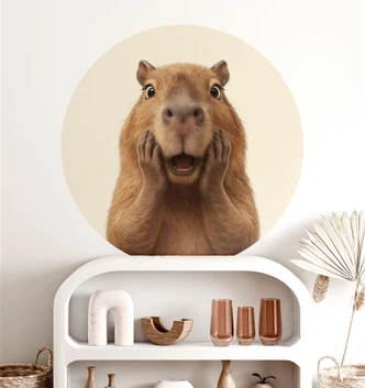 Adesivo murale "Capybara sorpreso" - Rotondo 