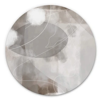 Wandbild 1X Studio - Line Art Frauen Portrait - Alu-Dibond Rund 