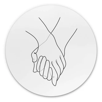 Alu-Dibond 1X Studio - Line Art Hand in Hand - Rund 