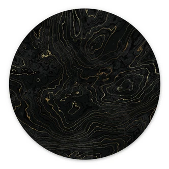 Tableaux Lignes Abstraites Noir et Or - Amini - Alu-Dibond Rond 